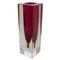 Small Vintage Geometric Flavio Poli Style Vase in Purple Submerged Murano Glass 1