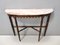 Vintage Beech Console Table with Demilune Portuguese Pink Marble Top, Italy 1