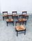 Mid-Century Belgium Wengé & Paper Cord Dining Chairs, 1960s, Set of 6 1