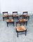 Mid-Century Belgium Wengé & Paper Cord Dining Chairs, 1960s, Set of 6, Image 1