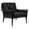 Rosewood Black Original Leather Lounge Chair by Hans Olsen, 1960s 1