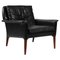 Rosewood Black Original Leather Lounge Chair by Hans Olsen, 1960s, Image 1