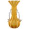 Vaso in vetro di Murano soffiato a bocca giallo e trasparente con maniglie, Immagine 1