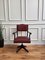 Italian Bordeaux Leather & Wood Open Arm Turning Chair 5