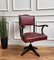 Italian Bordeaux Leather & Wood Open Arm Turning Chair 3
