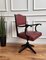 Italian Bordeaux Leather & Wood Open Arm Turning Chair 2