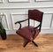 Italian Bordeaux Leather & Wood Open Arm Turning Chair 7