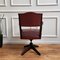 Italian Bordeaux Leather & Wood Open Arm Turning Chair 6