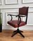 Italian Bordeaux Leather & Wood Open Arm Turning Chair 4