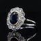 French 18K White Gold Ring in Platinum with Verneuil Sapphire and Diamonds, 1930s 6