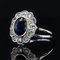 French 18K White Gold Ring in Platinum with Verneuil Sapphire and Diamonds, 1930s, Image 6