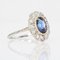French 18K White Gold Ring in Platinum with Verneuil Sapphire and Diamonds, 1930s 11