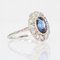 French 18K White Gold Ring in Platinum with Verneuil Sapphire and Diamonds, 1930s, Image 11