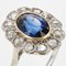 French 18K White Gold Ring in Platinum with Verneuil Sapphire and Diamonds, 1930s 4