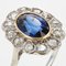 French 18K White Gold Ring in Platinum with Verneuil Sapphire and Diamonds, 1930s, Image 4