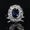 French 18K White Gold Ring in Platinum with Verneuil Sapphire and Diamonds, 1930s 3