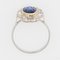 French 18K White Gold Ring in Platinum with Verneuil Sapphire and Diamonds, 1930s 12