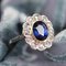 French 18K White Gold Ring in Platinum with Verneuil Sapphire and Diamonds, 1930s 8
