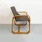 Fauteuil Mid-Century en Bois Massif et Tissu Gris, Italie, 1960s 3