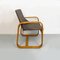 Mid-Century Modern Italian Solid Wood and Grey Fabric Armchair, 1960s 3