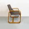 Mid-Century Modern Italian Solid Wood and Grey Fabric Armchair, 1960s, Image 3