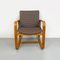 Fauteuil Mid-Century en Bois Massif et Tissu Gris, Italie, 1960s 4