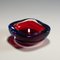 Cuenco Mid-Century moderno de cristal de Murano Bue y Sommerso Art rojo, años 60, Imagen 4