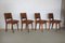 Dining Chairs in Oak Wood and Leather attributed to Jens Risom for Knoll International, 1950s, Set of 4 1