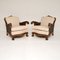 Antique Swedish Satin Birch Bergere Armchairs, Set of 2 1