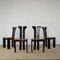 French Black Lacquered Wood Chairs with Cognac Leather Seat by Pierre Cardin, 1970s, Set of 4 11