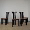 French Black Lacquered Wood Chairs with Cognac Leather Seat by Pierre Cardin, 1970s, Set of 4 10