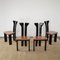 French Black Lacquered Wood Chairs with Cognac Leather Seat by Pierre Cardin, 1970s, Set of 4 8