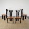 French Black Lacquered Wood Chairs with Cognac Leather Seat by Pierre Cardin, 1970s, Set of 4 1