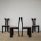 French Black Lacquered Wood Chairs with Cognac Leather Seat by Pierre Cardin, 1970s, Set of 4 7