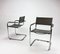 Bauhaus Tubular Metal and Leather Cantilever Armchairs, 1970s, Set of 2 7