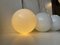 Scandinavian Modern Ball Pendant Lights in Opaline Glass & Chrome, Set of 3, Image 4