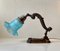 Art Nouveau Piano or Table Lamp in Bronze and Blue Glass, 1920s 5