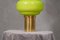 Grüne Tischlampe aus geblasenem Muranoglas & Messing im Stil von Vistosi, 1980er 3