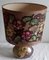 Floral Table Lamp with Brown-Beige Ceramic Oval Base & Fabric Shade, 1980s 2