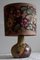 Floral Table Lamp with Brown-Beige Ceramic Oval Base & Fabric Shade, 1980s, Image 3