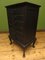 Antiker schwarz lackierter Musikschrank oder Büroschrank mit Schubladen 6