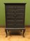 Black Painted Music Cabinet or Office Chest with Fall Front Drawers, 1930s 1