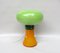 Lámpara de mesa hongo era espacial en naranja y verde, años 70, Imagen 1
