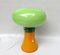 Lámpara de mesa hongo era espacial en naranja y verde, años 70, Imagen 3