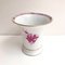 Vintage White Gilding Vase with Pink Flower Pattern by Herend, 1970s 1