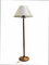 Wood Floor Lamp with Satin Lampshade, Italy, 1940s 2