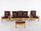 Vintage Oak and Velvet Living Room Set, 1960s, Set of 4 5