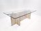 Mid-Century Modern Italian Travertine and Glass Dining Table, 1970s 1