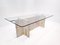 Mid-Century Modern Italian Travertine and Glass Dining Table, 1970s, Image 1