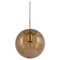 Large Limburg Brass with Smoked Glass Ball Pendant, Germany, 1970s 1